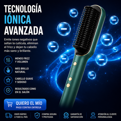 🪮⚡ CEPILLO ALISADOR 2 EN 1 CON TECNOLOGÍA IÓNICA AVANZADA ✨