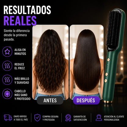 🪮⚡ CEPILLO ALISADOR 2 EN 1 CON TECNOLOGÍA IÓNICA AVANZADA ✨