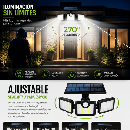 Lampara Solar LED de 3 Paneles