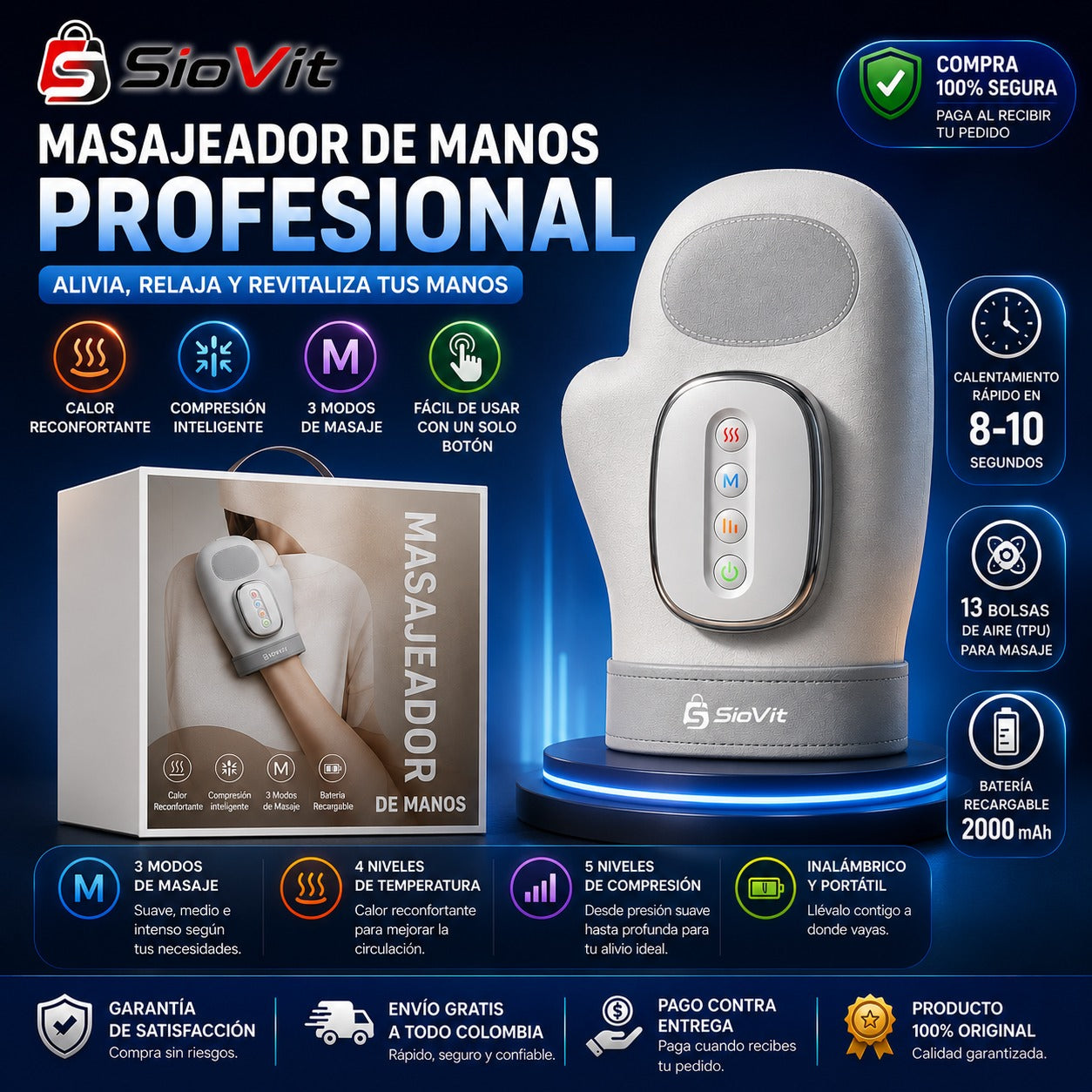 Masajeador Comfier De Manos Inalámbrico